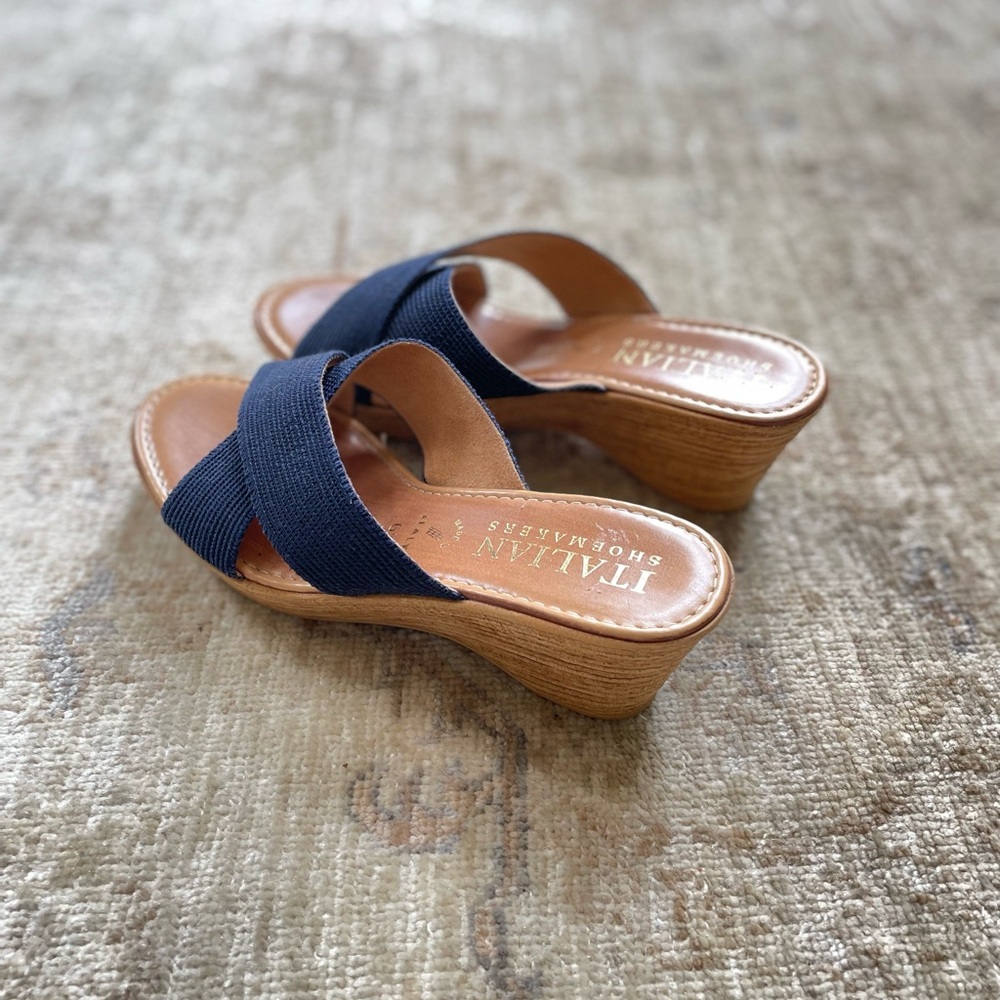 Italian Shoemakers Navy Crisscross Elastic Mule Sandals - Picture 5 of 12